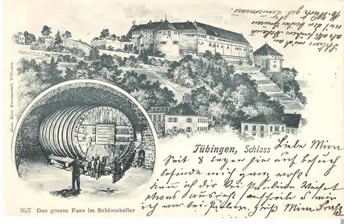 Tübingen , Schloss - 2 Ansichten von 1898 (L032AK)