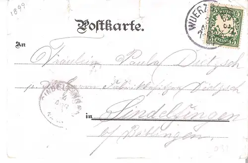 Gruss aus Saargemünd - Marktplatz und Wappen von 1899 (L034AK)