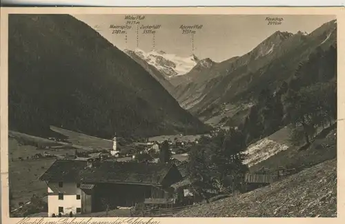 Neustift im Stubaital v. 1936 Dorfansicht mit Gletscher (AK1508)