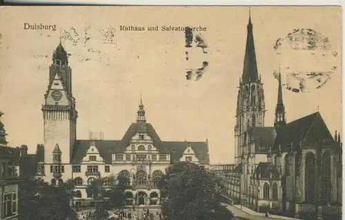 Duisburg v. 1914 Rathaus mit Kirche (AK1563)