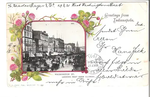 Greetings from Indianapolis - Washington St. Looking East from Illinois von 1901 (L050AK)