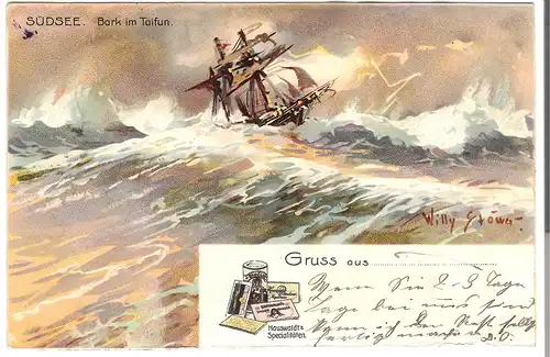 Südsee - Bark im Taifun - von 1907 (L068AK)