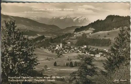 Oberstaufen v. 1957 Dreilandblick Bayern-Österreich-Schweiz (AK1593)