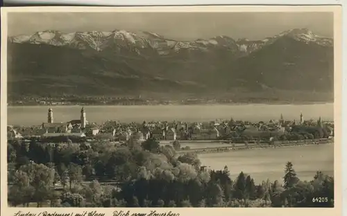Lindau v. 1955 Teil-Stadt-Ansicht mit den Alpen (AK1597)
