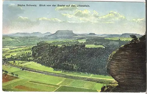 Blick von der Bastei auf den Lilienstein - Böhmische Schweiz von 1915 (092AK) 