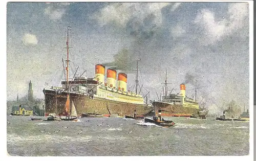 Schnelldampfer \\\"Cap Polonio\\\" und \\\"Cap Norte\\\" im Hamburger Hafen von 1920 (AK3606) 