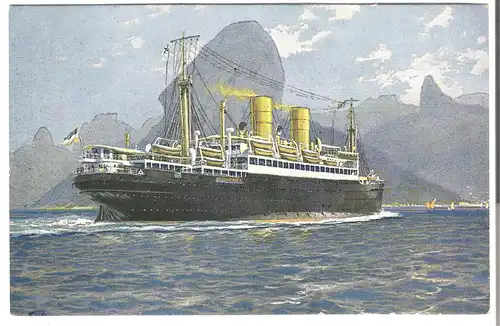 Einfahrt eines Lloyddampfers der \\\"Sierra Klasse\\\" in den Hafen von Rio de Janeiro von 1924 (AK3614) 