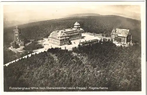 Fichtelberghaus 1214m hoch, Oberwiesenthal 7 sächs. Erzgebirge - Fliegeraufnahme v. 1931 (114AK)
