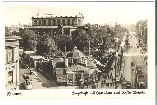 Hannover - Georgstraße mit Opernhaus und KaffeeKröpcke (123AK)