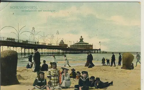 Scheveningen v. 1910 Strandgezicht met wandelpier (AK1998)