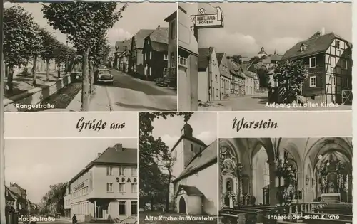 Gruß aus Warstein v. 1965 Rangestrasse,Hauptstrasse,Aufgang zur alten Kirche (AK1782)