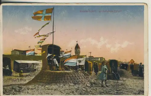 Zandvoort v. 1926 Strandgezicht mit Burg und Fahne (AK2014)