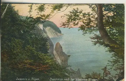 Sassnitz a. Rügen v. 1909 Durchblick nach den Wissower Klinken (AK2048)