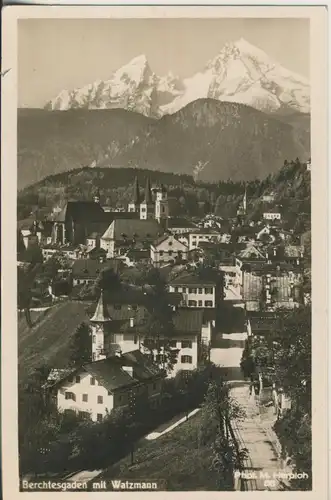 Berchtesgaden v. 1943 Teil-Stadt-Ansicht mit Watzmann (AK2105)