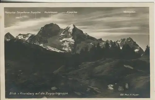 Blick vom Kreuzberg auf die Zugspitzgruppe v. 1928 (AK2115)