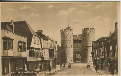 Canterbury v. 1927 West Gate Towers und Stadtansicht (AK2206) 