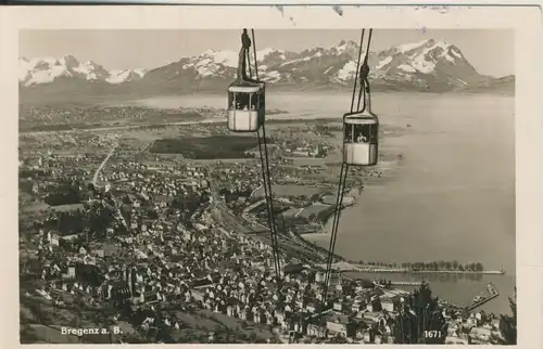 Bregenz v. 1952 Pfänderbahn mit Total-Ansicht (AK2217)