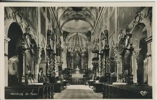 Salzburg v. 1953 St. Peter - Inneres der Stiftskirche (AK2234)
