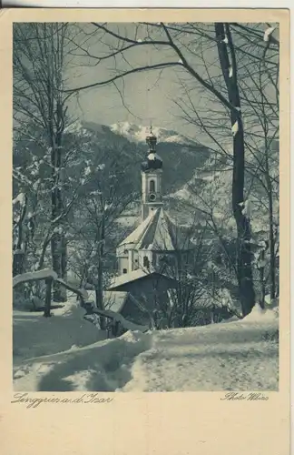 Lenggries v. 1935 Kirche im Winter (AK2265)