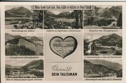 Spitzingersee v. 1960 7 Ansichten und ein Original Edelweiß (AK2277)