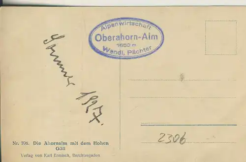 Die Oberahorn-Alm mit den Hohen Göll v. 1927 (AK2306)