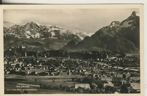 Salzburg v. 1954 Stadt gegen Hohen Göll und Unterberg (AK2336)