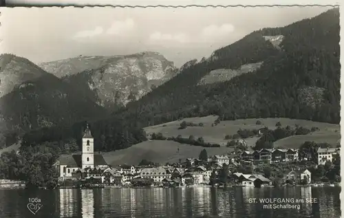 St. Wolfgang v. 1955 Dorfansicht mit Schafberg (AK2394) 