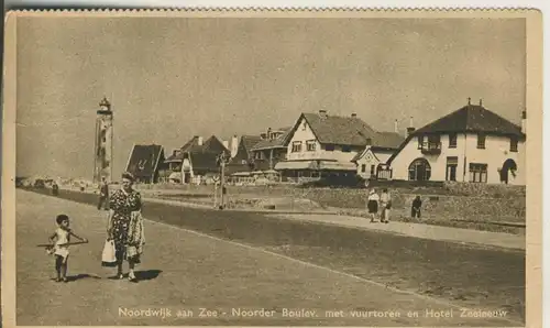 Noordwijk v. 1948 Noorder Boulv. met vuurtoren en Hotel Zeeleeuw (AK2484)
