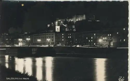 Salzburg v. 1960 Stadt bei Nacht (AK2574)