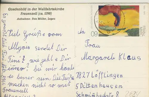 Regensburg v. 1972 Gnadenbild \"Wallfahrtskiche Frauenzell\" (AK2634)