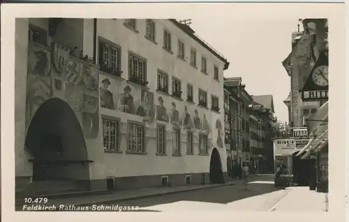 Feldkirch v. 1953 Rathaus-Schmidgase mit Geschäfte (AK2650)