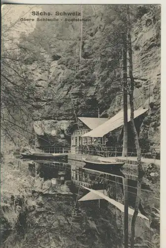 Sächs. Schweiz v. 1928 Obere Schleuße - Bootstation (AK2758) 