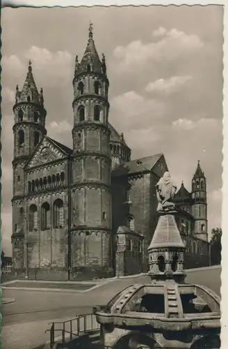 Worms v. 1956 Dom mit Siegfriedbrunnen (AK2781) 