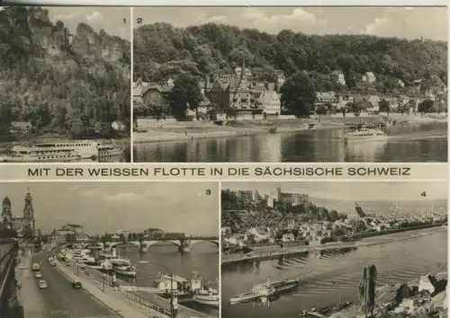 Sächsiche Schweiz v. 1972 4 Ansichten - Die weiße Flotte (AK2833)