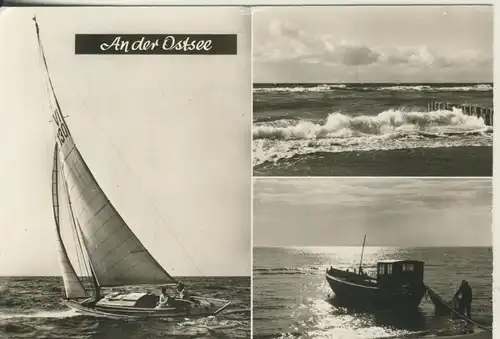 An der Ostsee v. 1980 Fischerboot,Segelboot und Wellen (AK2952)