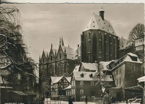 Marburg v. 1962 Universität mit Kirche im Winter (AK2957)