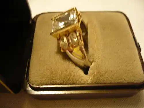 925er Silberring - teilweise vergoldet - mit Zirkonen (678) Preis reduziert