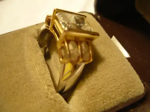 925er Silberring - teilweise vergoldet - mit Zirkonen (678) Preis reduziert