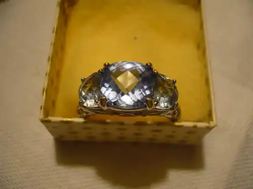 925er Silberring - mit blauen facinierten Steinen (679) Preis reduziert