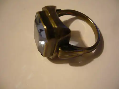 Silber Ring mit großem blauen Stein in Smaragd-Schliff (684) Preis reduziert