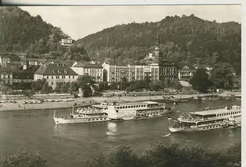 Bad Schandau v. 1975 Teil-Dorf-Ansicht mit der weißen Flotte (AK3184)