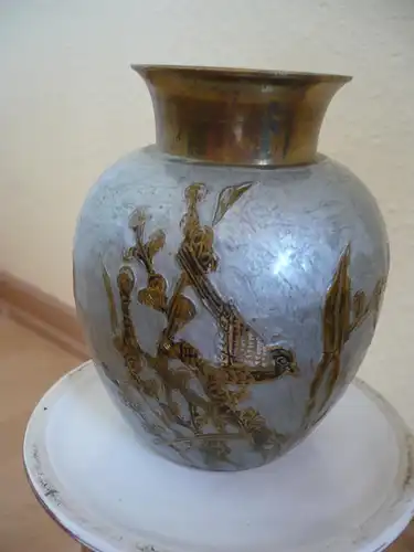 Vase aus Messing mit Emaile-Muster älter (754) Preis reduziert