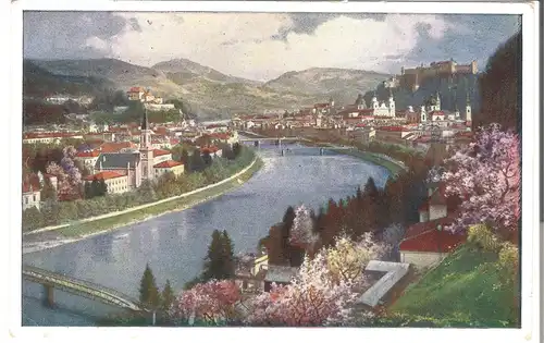 Salzburg - Stadtansicht mit Fluß v. 1910 (AK3378)