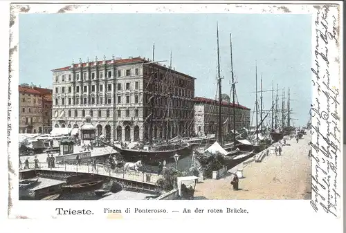 Trieste - Piazza di Ponterosso - An der roten Brücke v. 1920 (AK3422) 