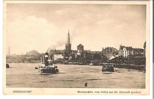 Düsseldorf - Rheinansicht, vom Hafen auf die Altstadt gesehen v. 1933 (AK3476)