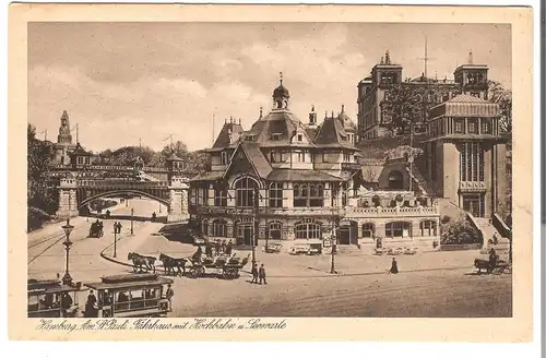 Hamburg - Am St.Pauli Fährhaus mit Hochbahn u. Seevarte v. 1920 (AK3488)