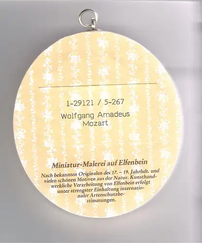 Miniatur-Malerei auf Elfenbein - Wolfgang Amadeus Mozart (778) Preis reduziert
