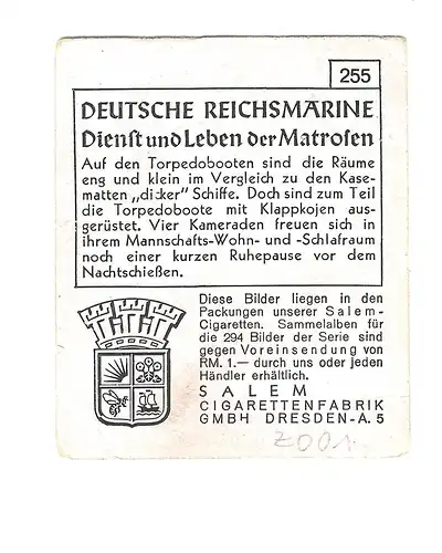 Sammelbild Deutsche Reichsmarine - nr.255 (Z001)