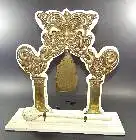 Tischgong - Bronze/Messing auf Holzgestell und Holzkloppel - ca. 19.Jhd (811) Preis reduziert