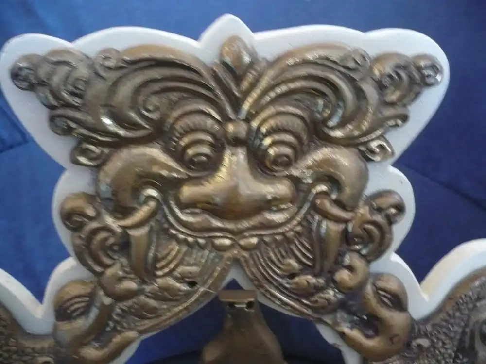 Tischgong - Bronze/Messing auf Holzgestell und Holzkloppel - ca. 19.Jhd (811) Preis reduziert 5